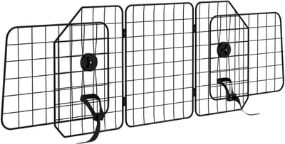 PawHut Hundegitter Auto Universal Kofferraumgitter Verstellbare Breite Hundeschutzgitter Auto Barriere Trenngitter für Hunde aus Stahl Schwarz 93-150 x 42 cm
