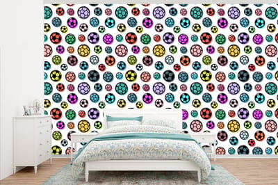 Behang - Fotobehang Patronen - Voetbal - Sport - Jongens - Kinderen - Kids - Breedte 345 cm x hoogte 220 cm
