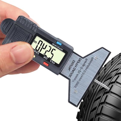 Bandenprofielmeter - Dieptemeter - Veiligheid Controleren - Digitaal LCD Scherm - 0-25.4 mm - Zilver
