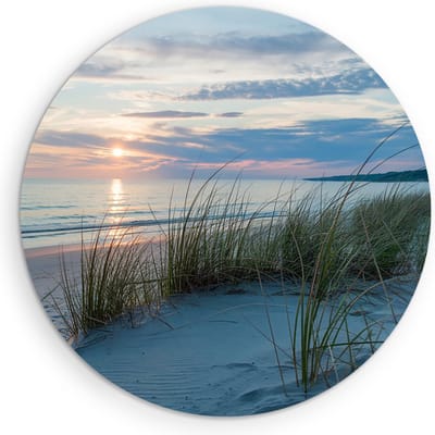 Saammp Muurcirkel Hout - Zonsondergang - Strand en Zee - Ø 90 - Wandcirkel - Wanddecoratie Cirkel - muurdecoratie Woonkamer - Slaapkamer decoratie - Rond Schilderij