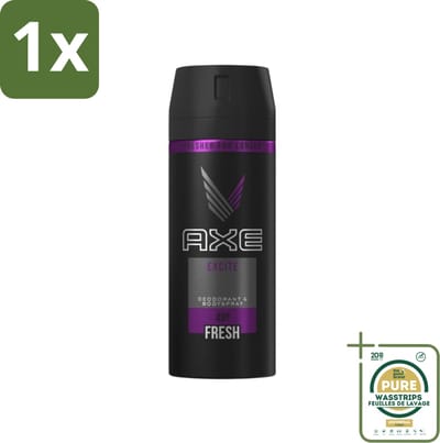 1 x Axe - Deodorant Bodyspray - 48hrs Fresh - Excite - 150 ml- 48 Uur Fris - Deodorant Spray - Kokosnoot Geur - Zwarte Peper Geur - Frisheid