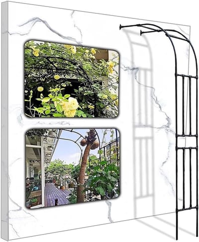 Tuinboog - Rozenboog Klimplant - Decoratie Bruiloft - PE Gecoate Stalen Buis - W240xH240cm - Zwart