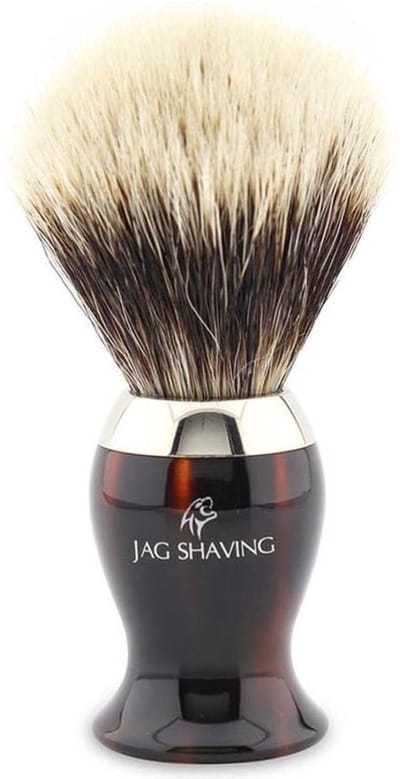 JAG Shaving, scheerkwast voor mannen – synthetische scheerkwast met zilveren punt – scheercrèmekwast voor nat scheren, duurzame baardscheerkwast met wijnrode harsgreep | Cadeau voor hem