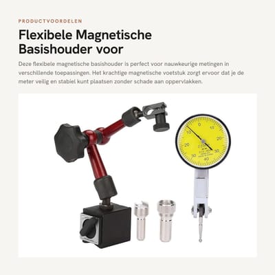 Dailygoods- Meetklok Stabiel - Magnetische Basis - Flexibele Arm - Nauwkeurige Meting - Oppervlaktemeting - Handig in Gebruik - Meetindicator