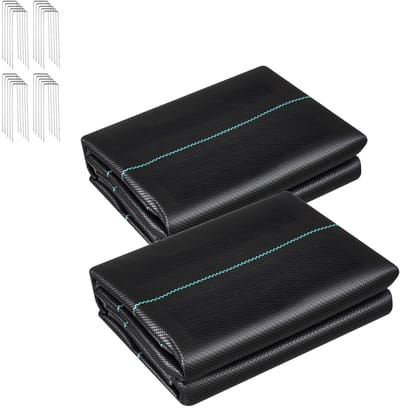 Worteldoek - Anti-worteldoek - Onkruiddoek - Gronddoek - Zware kwaliteit - Geweven - 90,7g - Waterdoorlatend - Voor de tuin - 0,9 x 15,2 m - 2 stuks - Zwart