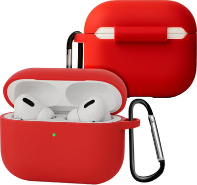 Case - Geschikt voor Apple Airpods Pro 3 - Siliconen Hoes met Clip - Silicone Hoesje Cover - Rood