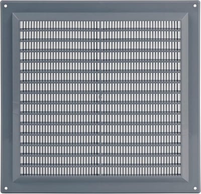 Vierkant Ventilatierooster Grijs 250x250 mm met Insectenhor - Kunststof Ventilatieafdekking