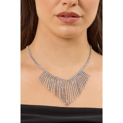 Yours Zilverkleurige Diamante Statement Choker Halskettingsize One Size