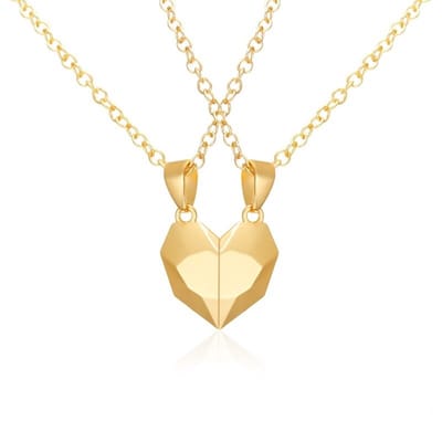 WiseGoods Luxe Koppel Ketting - Kettingen - Couple Sieraad - Relatie Sieraden - Cadeau Koppels - Dames / Heren - Hart Design Goud