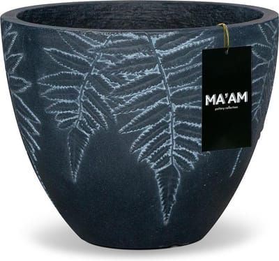 MA'AM Pottery Vio ronde bloempot - D37x30 - Zwart - varen plant design - Vorstbestendig - afwateringsgat