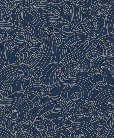 Dutch Wallcoverings - Vliesbehang - Elegance- dessin blauw/goud - M629-01