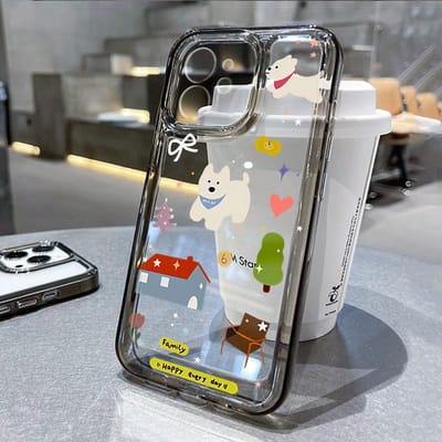 Cartoon Leuke Hond Telefoonhoesje Voor iPhone 15 Hoesje iPhone 11 12 13 14 Pro 15 Pro Max XR XS X 7 8 Plus SE Transparant Ster Y2K Cover For iPhone 14Pro Max white