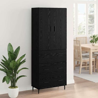 vidaXL - Highboard - 2 - st - Zwart - eiken - 69,5 - x - 34 - x - 180 - cm - Bewerkt - hout