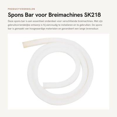 Dailygoods - Spons Bar voor Breimachines SK218 SK280 SK580 SK840