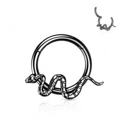 Piercing titanium slang clicker 1.2x8 - zwart - LMPiercings