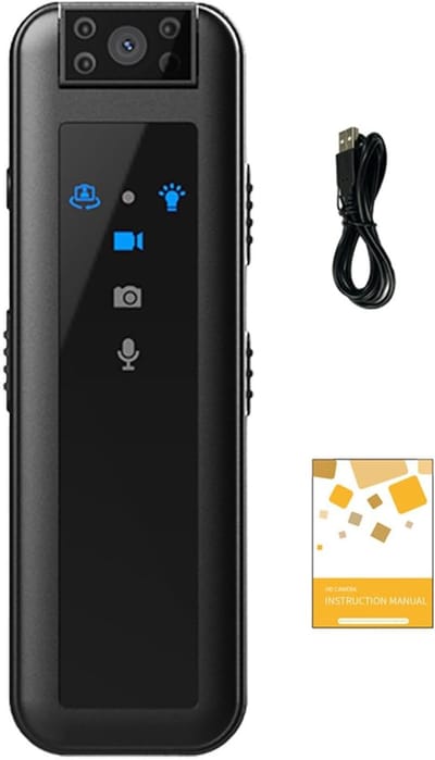Draagbare Bodycamera - Handheld Recorder - Beveiliging Vastleggen - Nachtzicht HD Opnames - 88x29x14 mm - Zwart