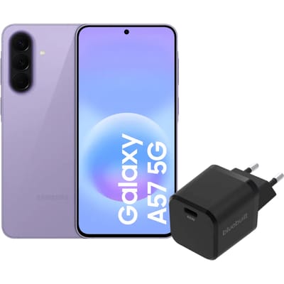 Samsung Galaxy A57 256GB Paars 5G + BlueBuilt Oplader met Usb C Poort 45W Zwart