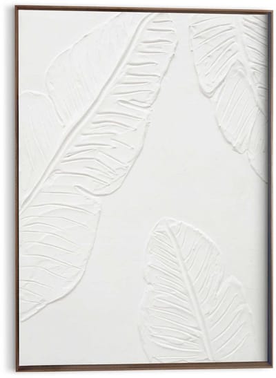 Schilderij met reliëf – walnootkleur Tropische bladeren - 70 x 50 - Hout - REINDERS
