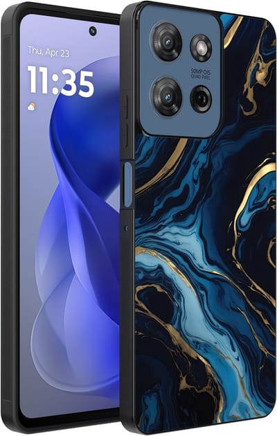 Smartphonica Telefoonhoesje Geschikt voor Motorola Moto G Power 2025 / G Play 2025 met marmer opdruk - TPU backcover case gold blue marble design - Goud Blauw geschikt voor Motorola Moto G Play 2025;Motorola Moto G Power 2025