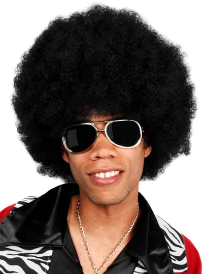 Afro Pruik Deluxe Zwart - Carnaval Vampier Heksen Mantel Halloween