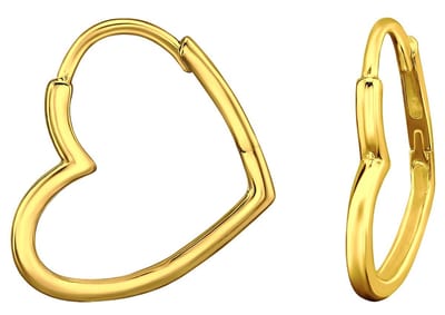 Joy|S - Zilveren hartje oorbellen - oorringen - 16 mm - sterling zilver 925 - gold plated