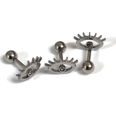 Aramat Jewels | Piercings | Opvallende Zilverkleurige Helixpiercing met Oog | | | |6mm | Staal | Volwassenen | Verkleurd niet