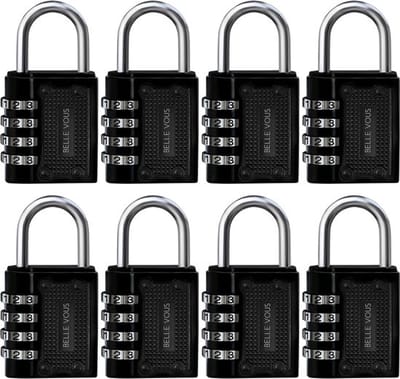 Allecto - Zwarte Combinatie Hangslot - Veiligheids Slot - 8 Pak