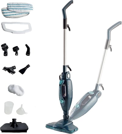 Stoomreiniger 10-in-1 - Stoombezem Vloerreiniger - Hygiënisch Huis - Inklapbaar Uittrekbaar - 30x21.5x111cm - Blauw