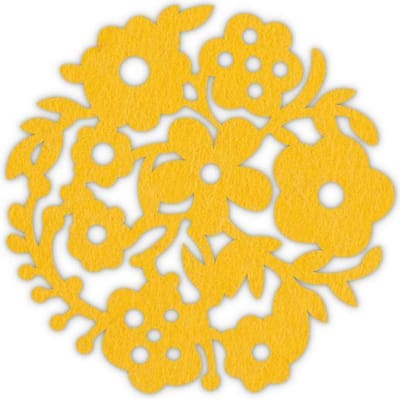 Bloemenkrans vilt onderzetters - Geel - 6 stuks - ø 9,5 cm - Bloem -Tafeldecoratie - Glas onderzetter - Cadeau - Woondecoratie - Woonkamer - Tafelbescherming - Onderzetters Voor Glazen - Keukenbenodigdheden - Woonaccessoires - Tafelaccessoires