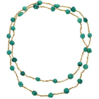 Behave - Lange blauwe kralenketting met natuurstenen 168cm