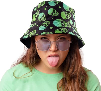 Vissershoedje Doodskoppen - Groen Zwart - Buckethat
