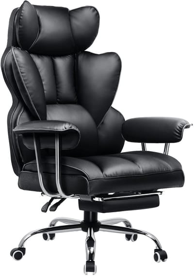 Deniva - Gaming Stoel - Gaming Chair - Ergonomische Bureaustoel - Bureaustoel - Met Voetensteun - Gevoerd - Veer Zitkussen - Zwart