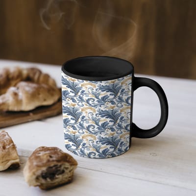 Magische Mok - Foto op Warmte Mokken - Koffiemok - Nautisch - Chic - Bloemig - Blauw - Goud - Magic Mok - Beker - 350 ML - Theemok