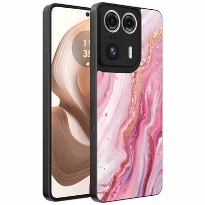 Geschikt voor Motorola Edge 50 Ultra Telefoonhoesje met marmer opdruk - TPU backcover case marble design - Roze - Smartphonica geschikt voor Motorola Edge 50 Ultra