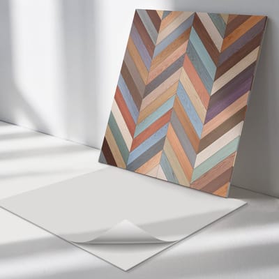 Wallfluent Vinyl Tegels - Visgraat Houtpatroon Zelfklevende Vinyltegels - 30 cm x 30 cm - Bruin Vinyl Tegels - 9 stuks - Vierkant PVC Tegels - Texturen Plaktegels - Vloer Tegels PVC - Plaktegels Keuken en Badkamer