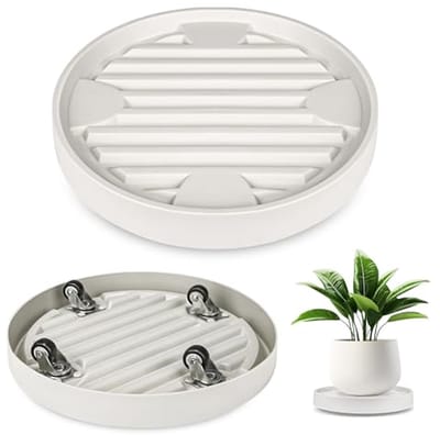 Plant Caddy met Verborgen Wielen - 30 cm Plantenbak met Rolbasis - 360° Rolling Plantenstandaard - Zware Plantenwagen - Set van 2