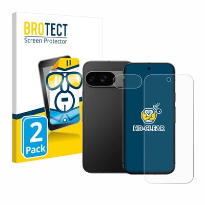 BROTECT - Screenprotector voor Google Pixel 9 (Voor+Camera) - Folie Beschermfolie transparant 2 Stuks