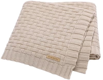 IL BAMBINI geweven beige babydeken - 100% katoen extra zacht 100x80cm - Pluisvrije deken - babydekentjes voor wieg of ledikant - kraamcadeau