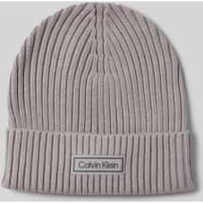 Calvin Klein Patch Chunky Rib Cotton Beanie Silver Sconce Taglia: OS | Cappelli Outlet | Uomo | Grigio