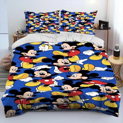 Mickey Mouse Cartoon Donald Duck HD Dekbed Beddengoed Set Dekbedovertrek Bed Set Dekbedhoes Kussensloop Queen Beddengoed Set Volwassene Kind EU Single(135*200cm)3pcs