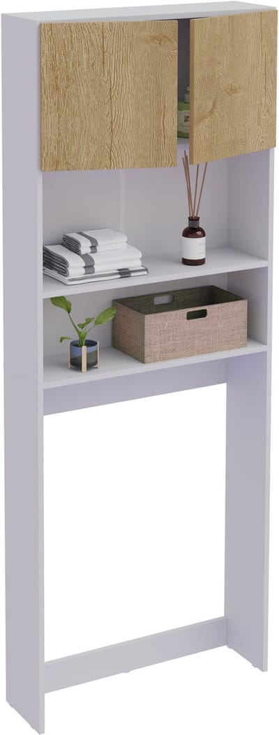 VCM Waschmaschinenschrank | Praktischer Überbauschrank mit viel Stauraum | Maße ca. B. 70 x H. 182 x T. 21 cm | Waschmaschinenregal für Bad und Waschküche | Waschmaschinenüberbauschrank- Goralo