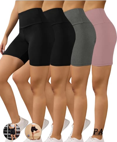 Livano Biker Short Dames - Korte Legging - Lange Onderbroek - Bikershort - Met Pijpjes - 4 Pcs - Zwart/Grijs/Roze - Maat XS
