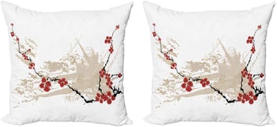 ABAKUHAUS Bloemenkussenhoes Set – 2x 40x40 cm – Dubbelzijdig bedrukt
