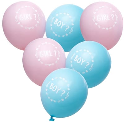 Chaks Baby Gender Reveal ballonnen - 6x stuks - roze/blauw - Boy or Girl - 27 cm