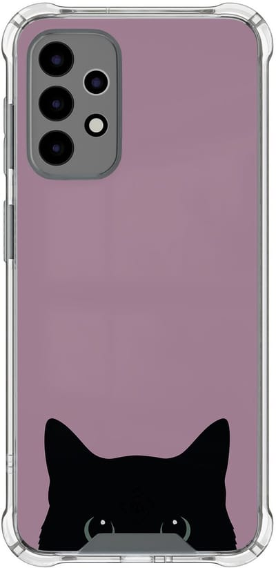 Hoesje (shockproof) geschikt voor Samsung Galaxy A52 5G - Zwarte kat - Extra sterke case - TPU/polycarbonaat - Print - Roze, Transparant