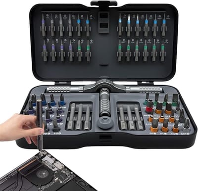 Ratelschroevendraaierset - Precisie Schroevendraaier Set - Elektronica Reparatie - Magnetische Grip - 66 stuks - Grijs