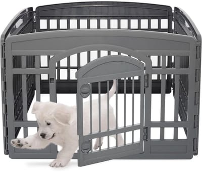 JCP® Puppyren - Hondras Grootte Klein - Hondenren - Puppy Ren - Eco Grijs - 92cm x 92cm x 60cm