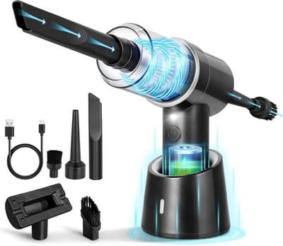 Draadloze Handstofzuiger, 3-in-1 Elektrische Persluchtstofzuiger, Oplaadbare Mini-stofzuiger, Stofzuiger Voor Huisdierenhaar en Autoreiniging (Zilver Zwart)