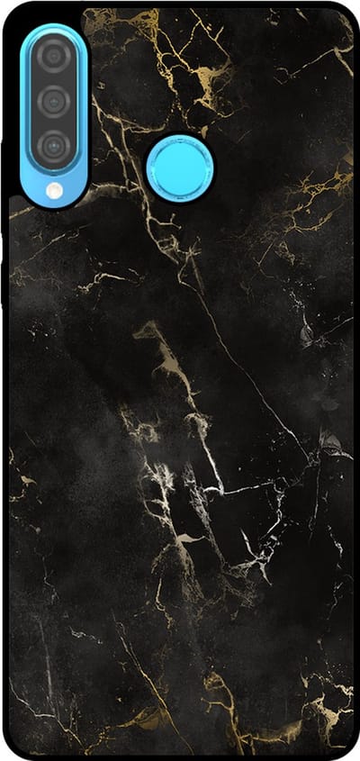 Smartphonica Telefoonhoesje Geschikt voor Huawei P30 Lite met marmer opdruk - TPU backcover case black marble design - Zwart geschikt voor Huawei P30 Lite