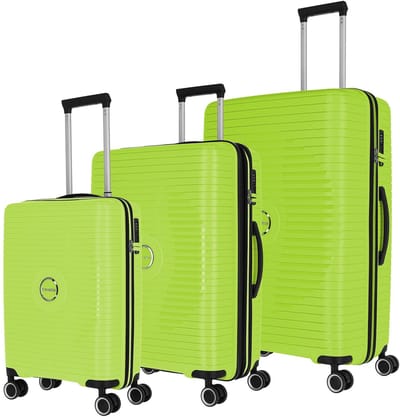 Travelite Orbita 4 wielen Kofferset 3-delig met uitbreidingsplooi - Harde bagage - TSA slot - limone